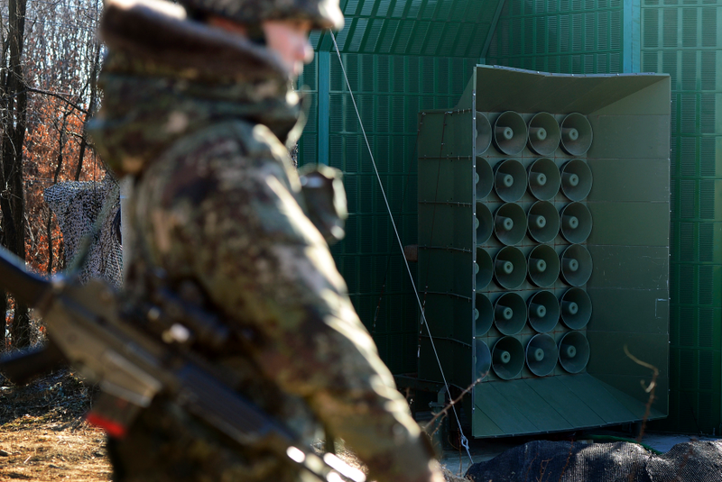 Uno de los altavoces utilizados por Corea del Sur. AP